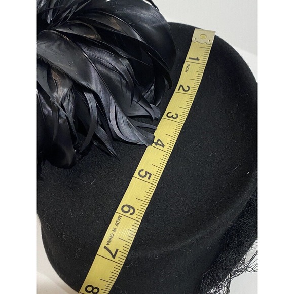 boston store milwaukee elegant hats womens black with flower of feathers on top main image 5